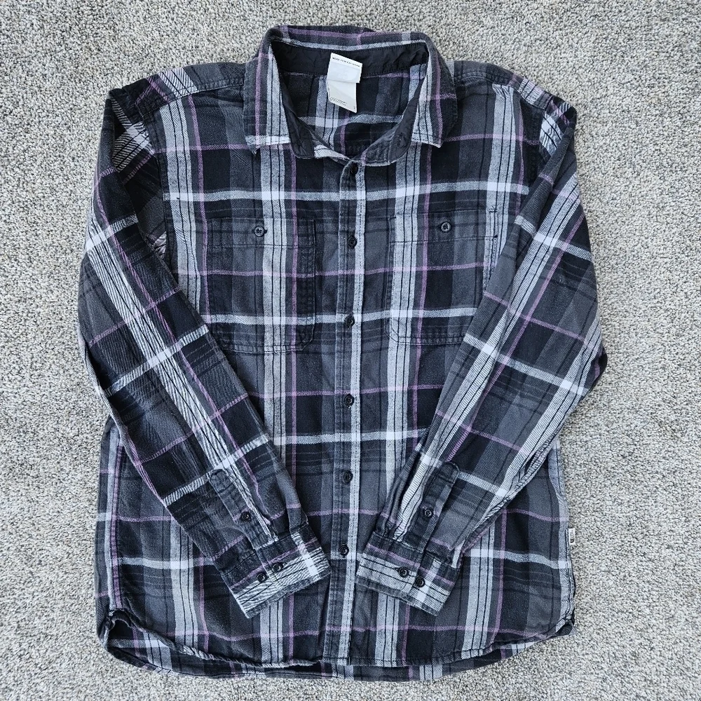 The North Face Arroyo Lightweight Flannel Shirt Black Purple Plaid Men's Large